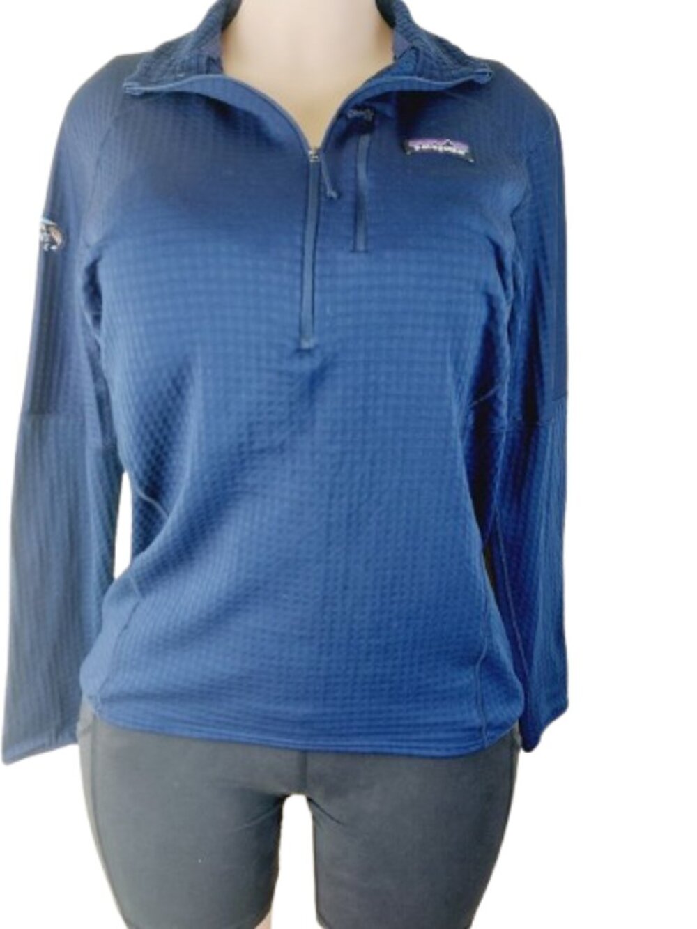 Patagonia Women's Classic Navy Blue Long Sleeve R1 Fleece Pullover Jacket Size L